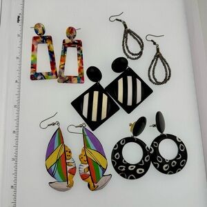 Retro Colorful Geometric Earrings Sets Fun for anytime wear all pierced
